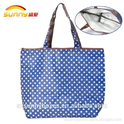 Promotion Waterproof Thermal Insulation Tote Foldable Handbag With Zipper Closure
